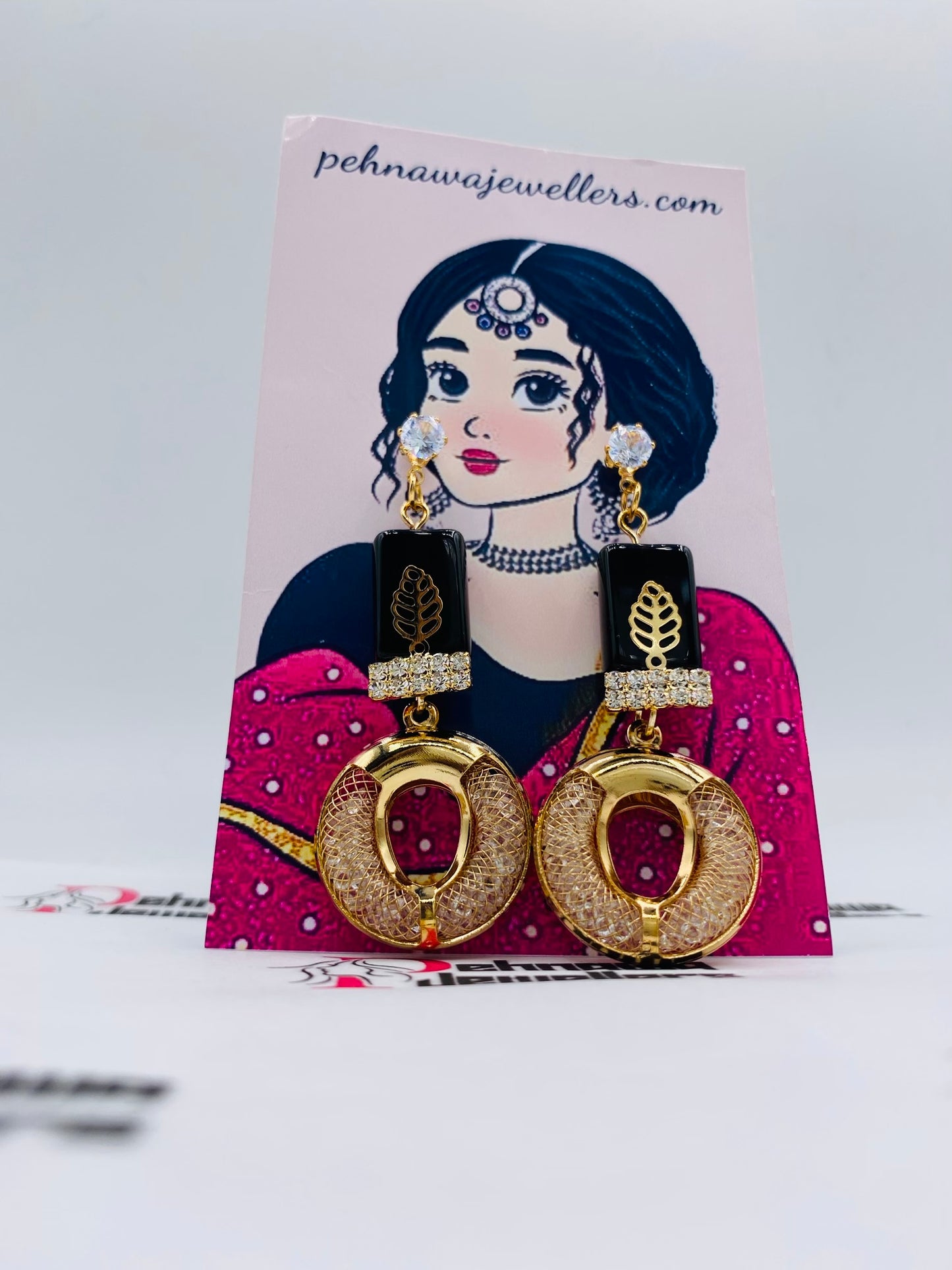 Trendy Round Elegant Golden Earrings Pair + Freebies