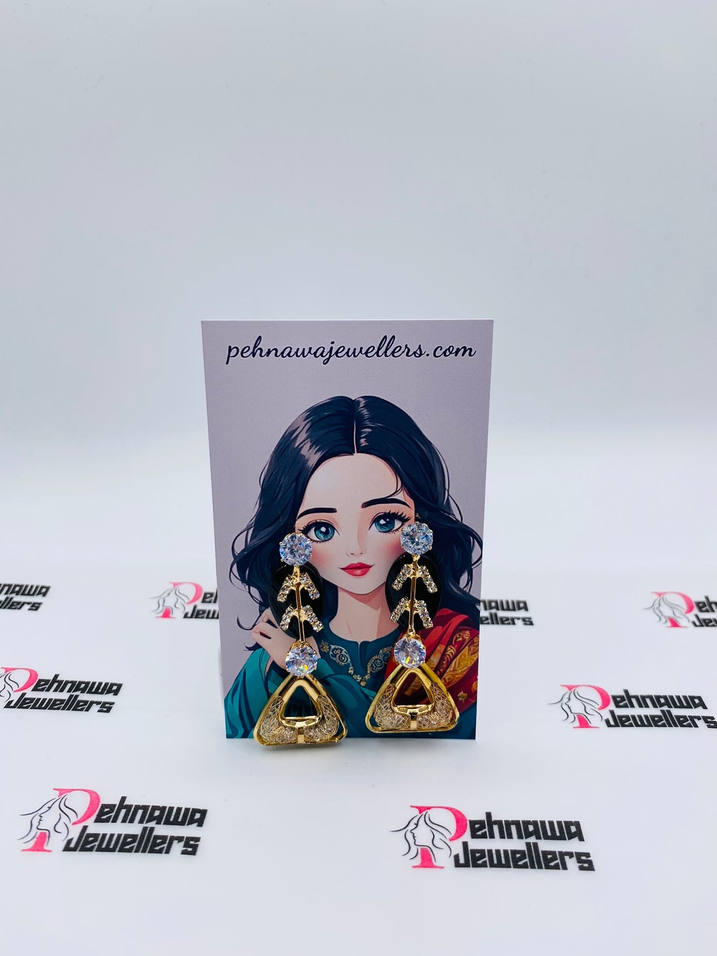 Triangelo Golden Earrings Pair + Freebies