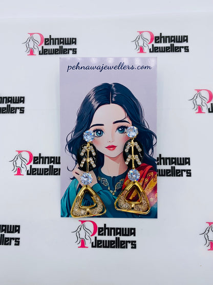 Triangelo Golden Earrings Pair + Freebies